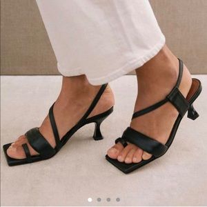 Alohas Black Leather Asymmetrical Sandal